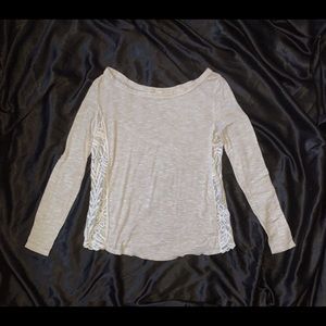 ELODIE Cream Long Sleeve Shirt With Lace Sides